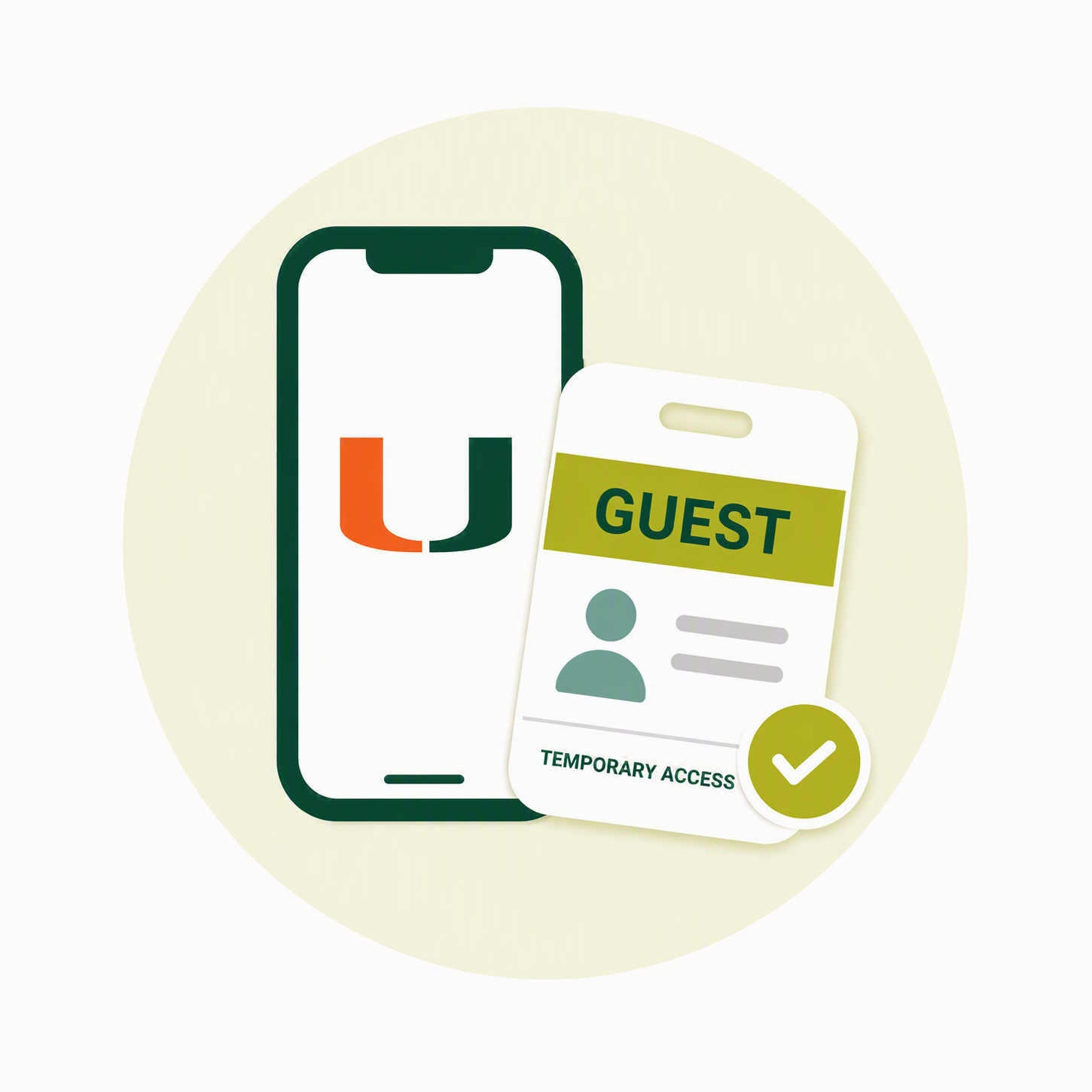 Guest access icon showing a mobile phone next to a temporary access guest pass.