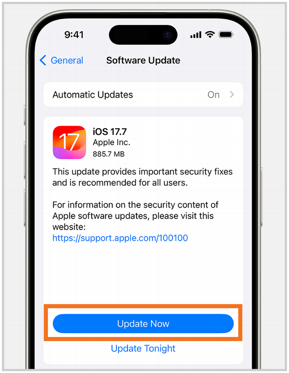 iOS update screenshot