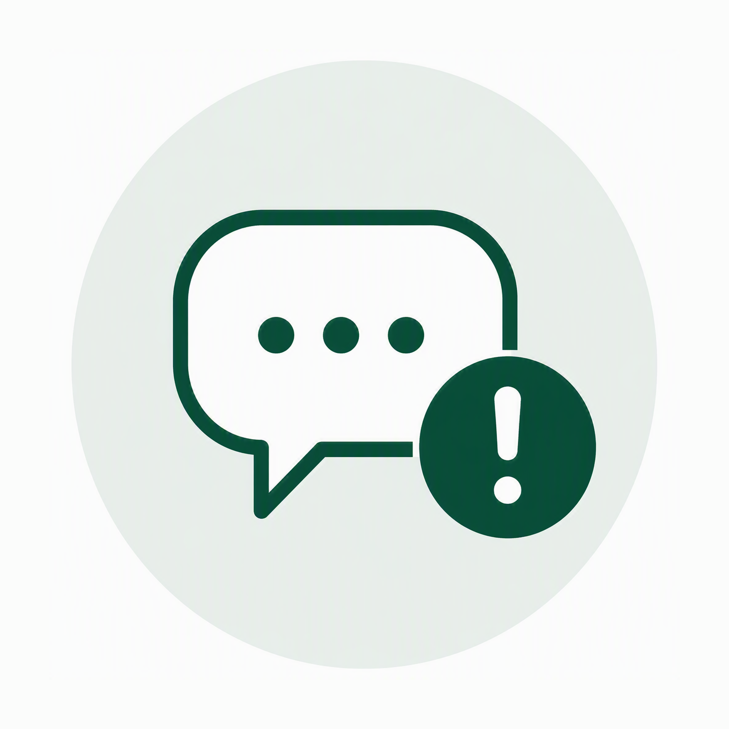 Icon of a chat bubble with an exclamation mark badge to indicate reporting an issue.